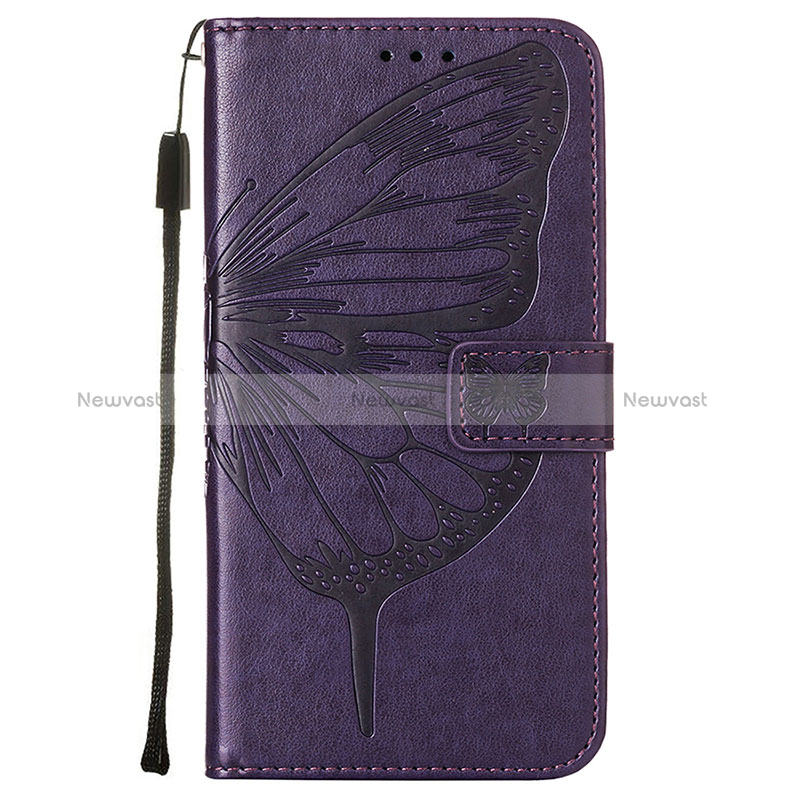 Leather Case Stands Butterfly Flip Cover L10 Holder for Apple iPhone 15 Plus Purple