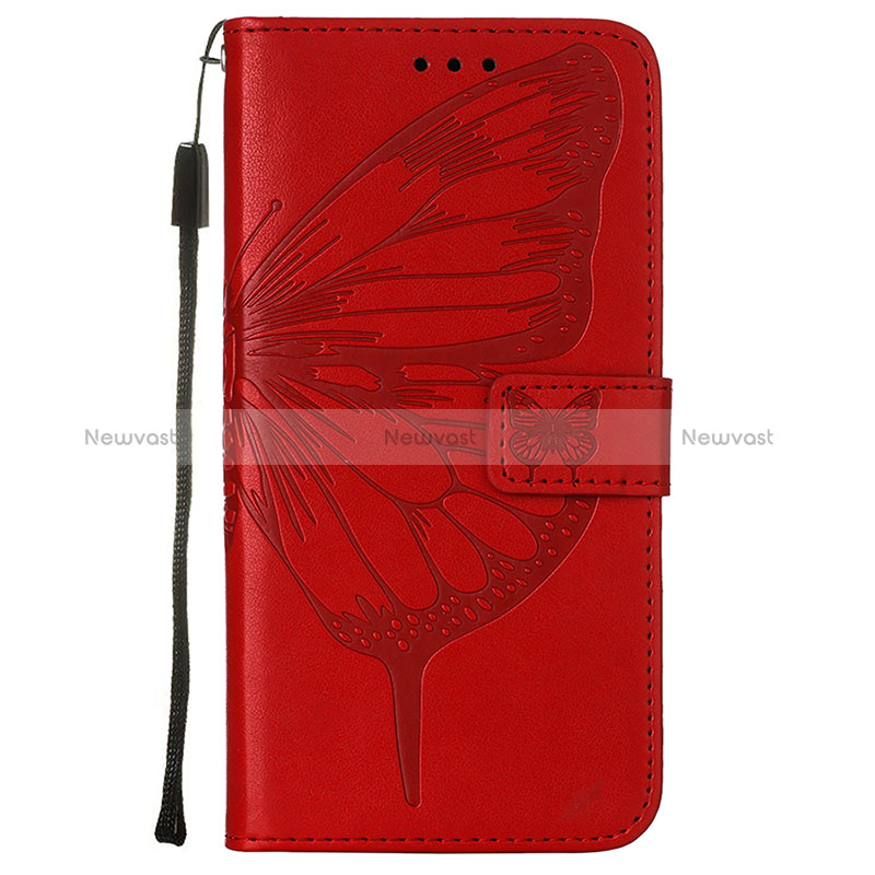 Leather Case Stands Butterfly Flip Cover L10 Holder for Apple iPhone 15 Plus Red