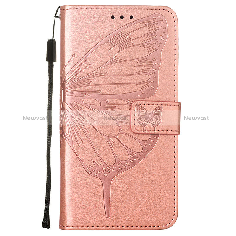 Leather Case Stands Butterfly Flip Cover L10 Holder for Apple iPhone 15 Plus Rose Gold