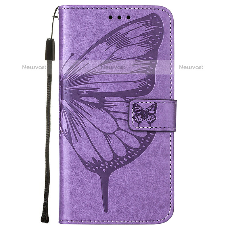 Leather Case Stands Butterfly Flip Cover L10 Holder for Apple iPhone 15 Pro Max Clove Purple