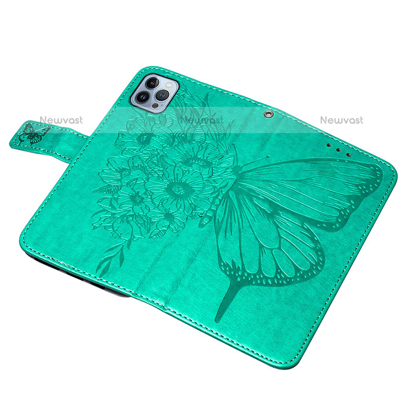 Leather Case Stands Butterfly Flip Cover L10 Holder for Apple iPhone 15 Pro Max Green