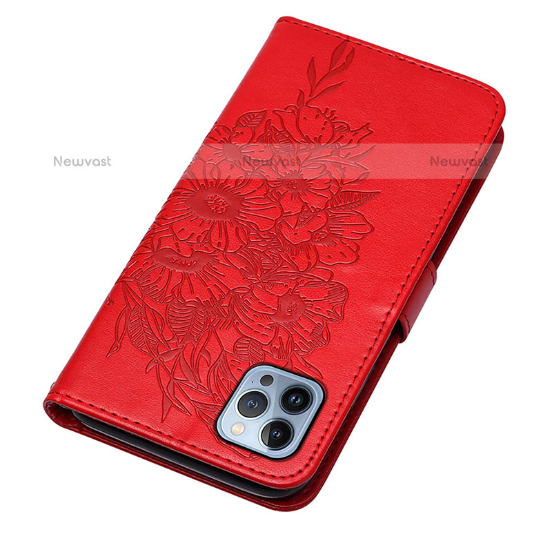 Leather Case Stands Butterfly Flip Cover L10 Holder for Apple iPhone 15 Pro Max Red