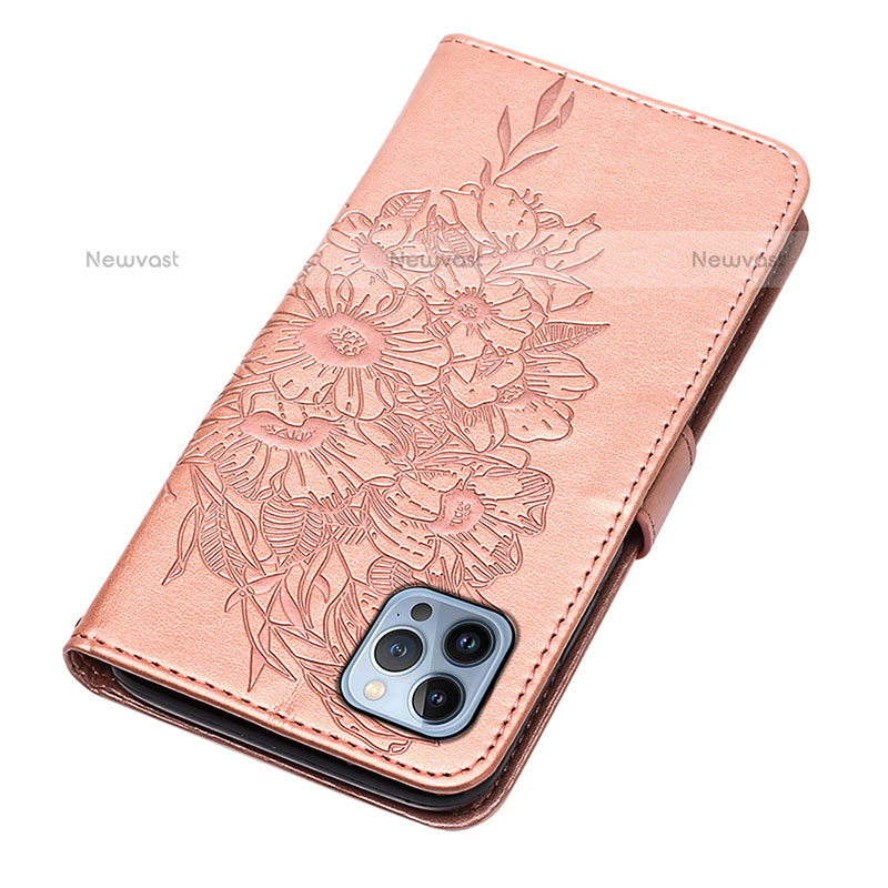 Leather Case Stands Butterfly Flip Cover L10 Holder for Apple iPhone 15 Pro Max Rose Gold