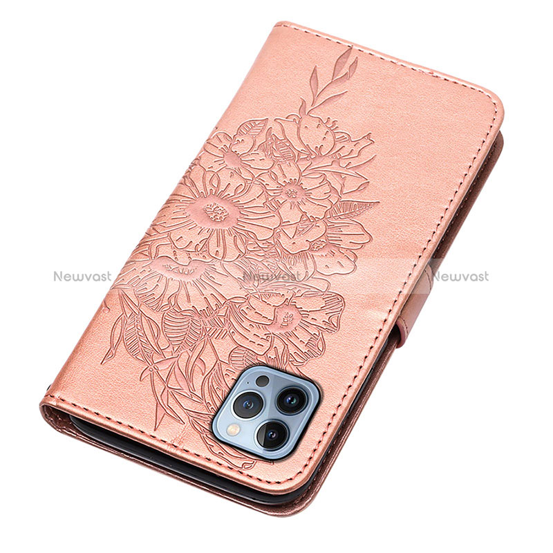 Leather Case Stands Butterfly Flip Cover L10 Holder for Apple iPhone 16 Pro Max Rose Gold