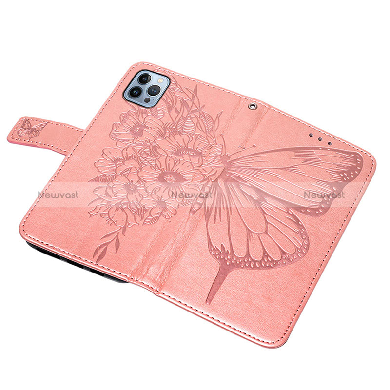 Leather Case Stands Butterfly Flip Cover L10 Holder for Apple iPhone 16 Pro Max Rose Gold