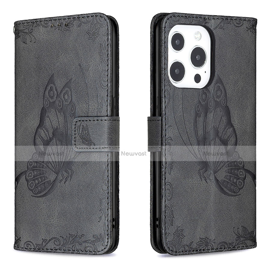 Leather Case Stands Butterfly Flip Cover Z01 Holder for Apple iPhone 14 Pro