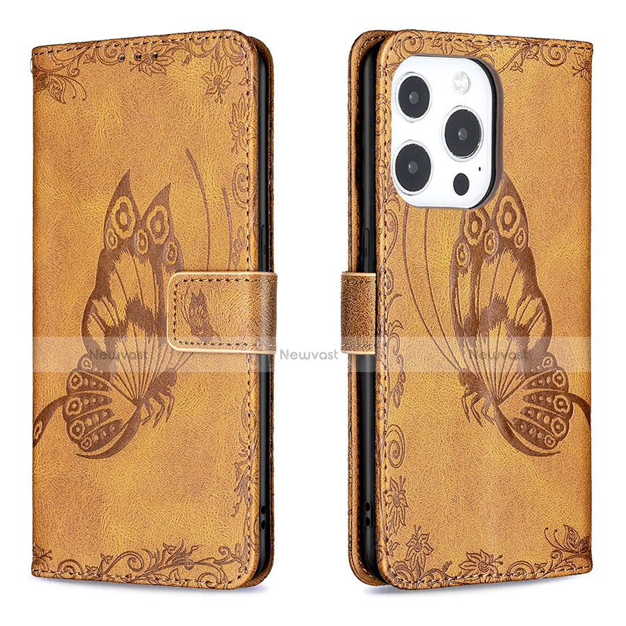 Leather Case Stands Butterfly Flip Cover Z01 Holder for Apple iPhone 14 Pro