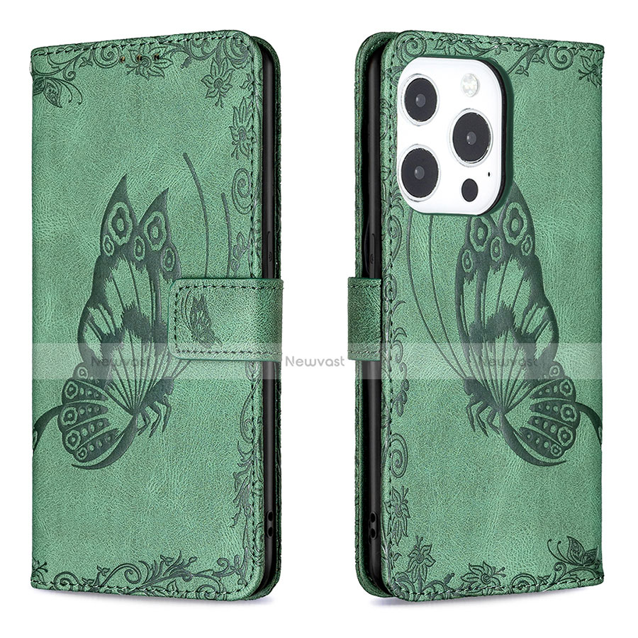 Leather Case Stands Butterfly Flip Cover Z01 Holder for Apple iPhone 14 Pro