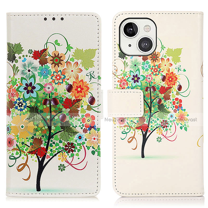 Leather Case Stands Fashionable Pattern Flip Cover A07 Holder for Apple iPhone 14 Plus Mixed