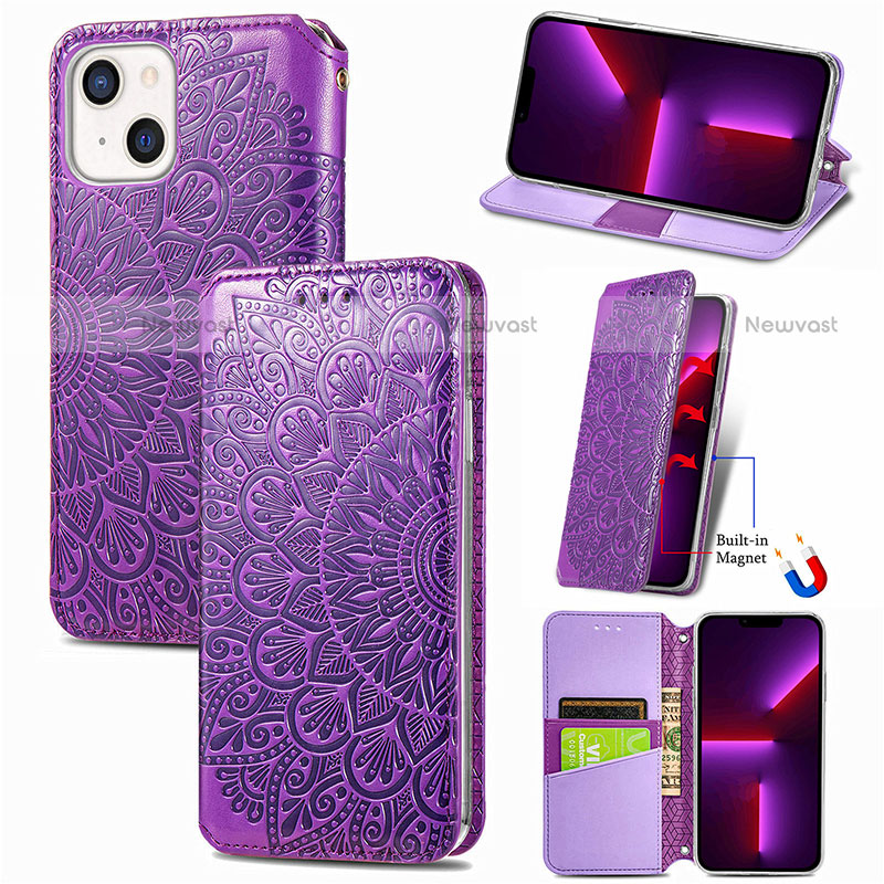 Leather Case Stands Fashionable Pattern Flip Cover H01 Holder for Apple iPhone 13 Mini