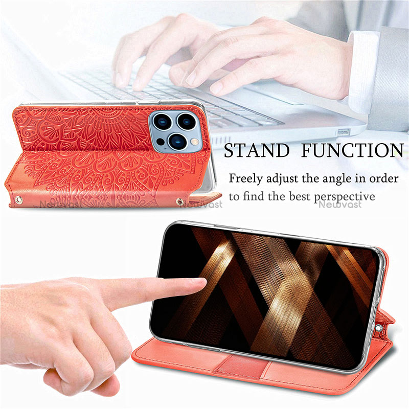 Leather Case Stands Fashionable Pattern Flip Cover H01 Holder for Apple iPhone 14 Pro Max