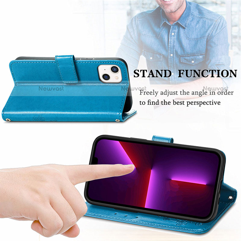 Leather Case Stands Fashionable Pattern Flip Cover H03 Holder for Apple iPhone 13 Mini