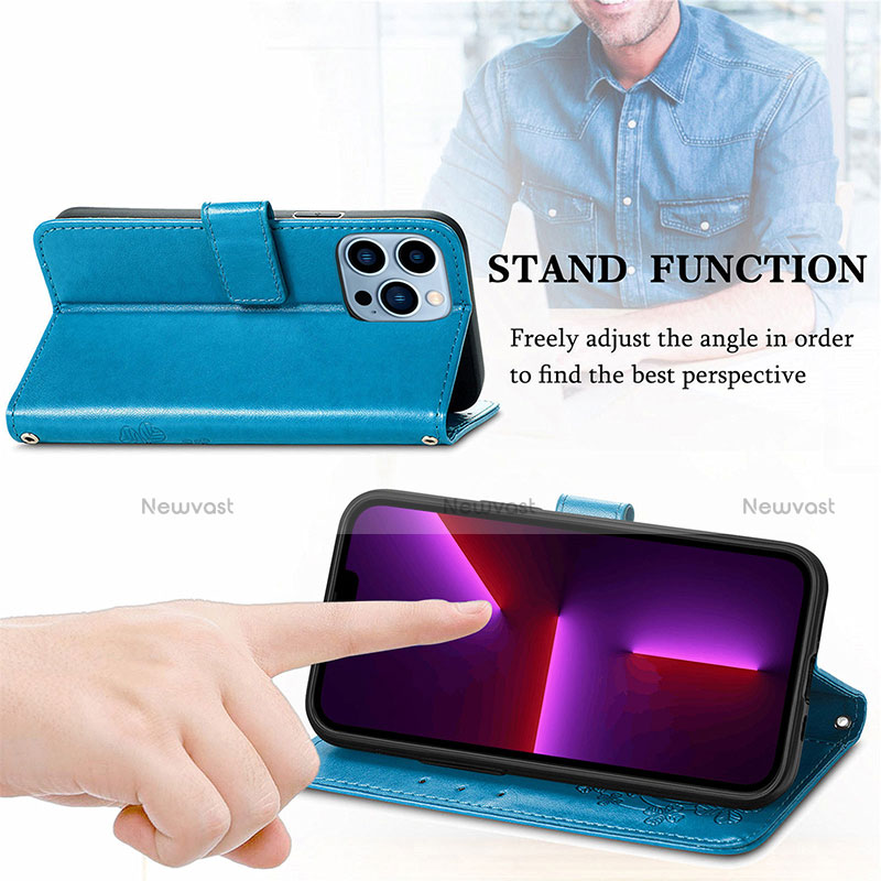 Leather Case Stands Fashionable Pattern Flip Cover H03 Holder for Apple iPhone 13 Pro