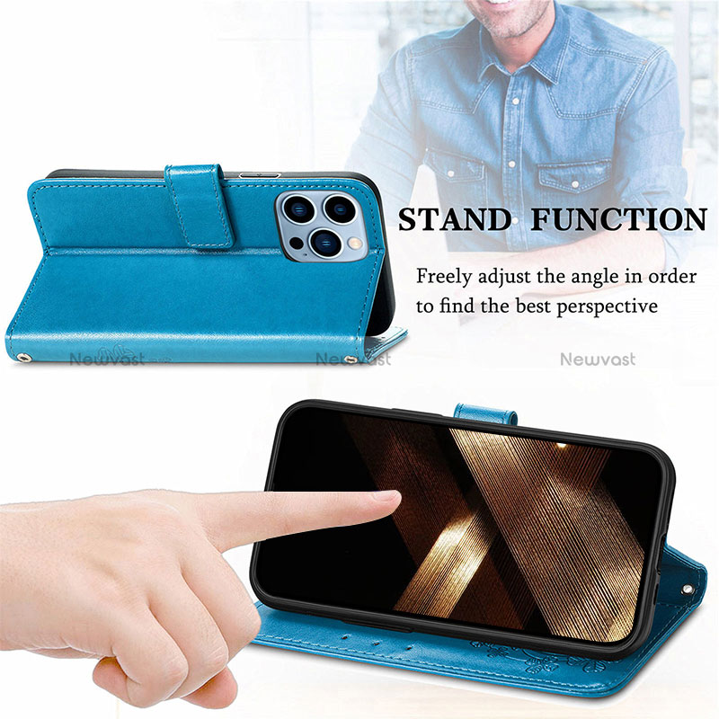 Leather Case Stands Fashionable Pattern Flip Cover H03 Holder for Apple iPhone 14 Pro