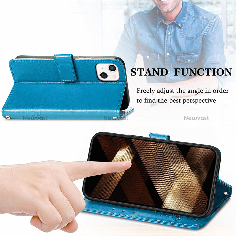 Leather Case Stands Fashionable Pattern Flip Cover H03 Holder for Apple iPhone 15