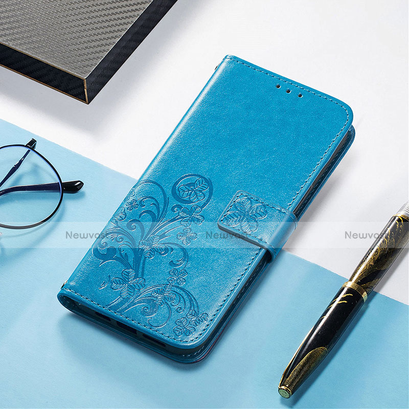 Leather Case Stands Fashionable Pattern Flip Cover H04 Holder for Apple iPhone 13 Pro Max Blue