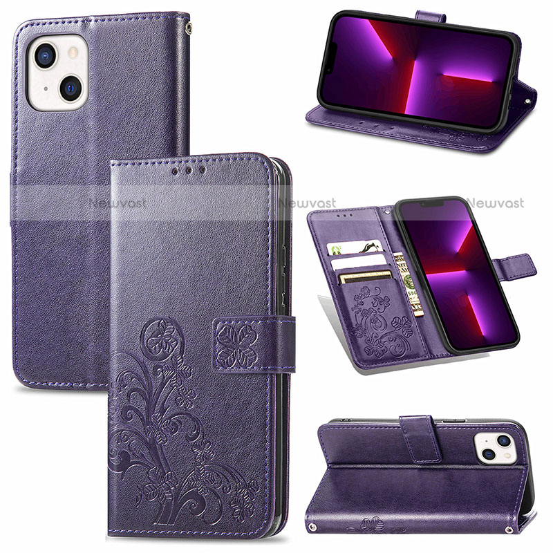 Leather Case Stands Fashionable Pattern Flip Cover H04 Holder for Apple iPhone 14