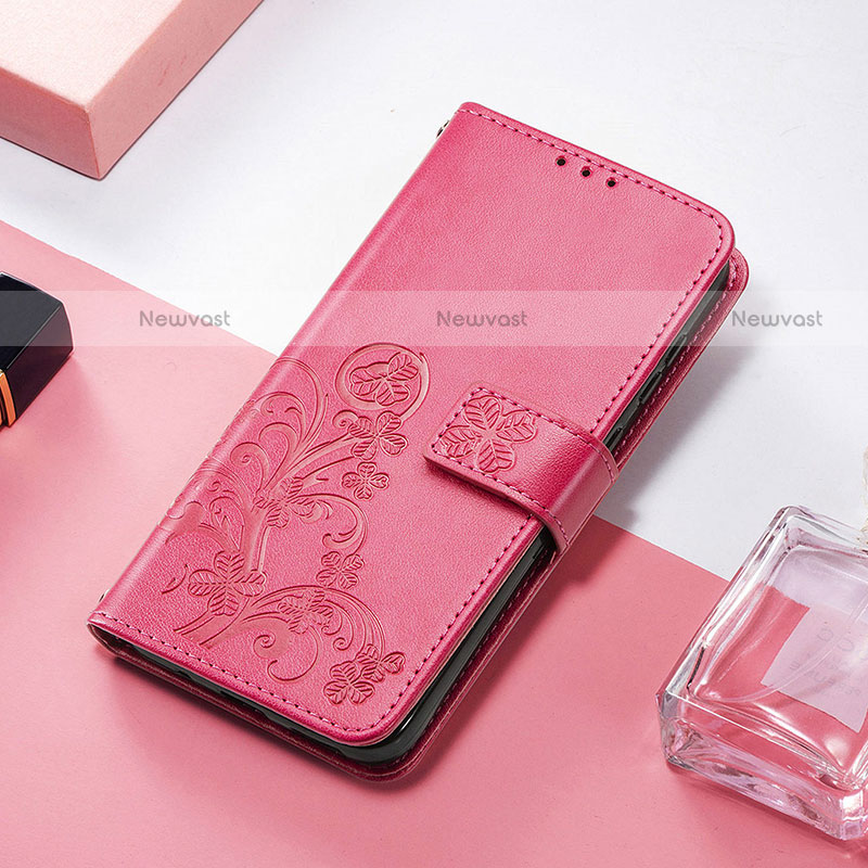Leather Case Stands Fashionable Pattern Flip Cover H04 Holder for Apple iPhone 14 Hot Pink
