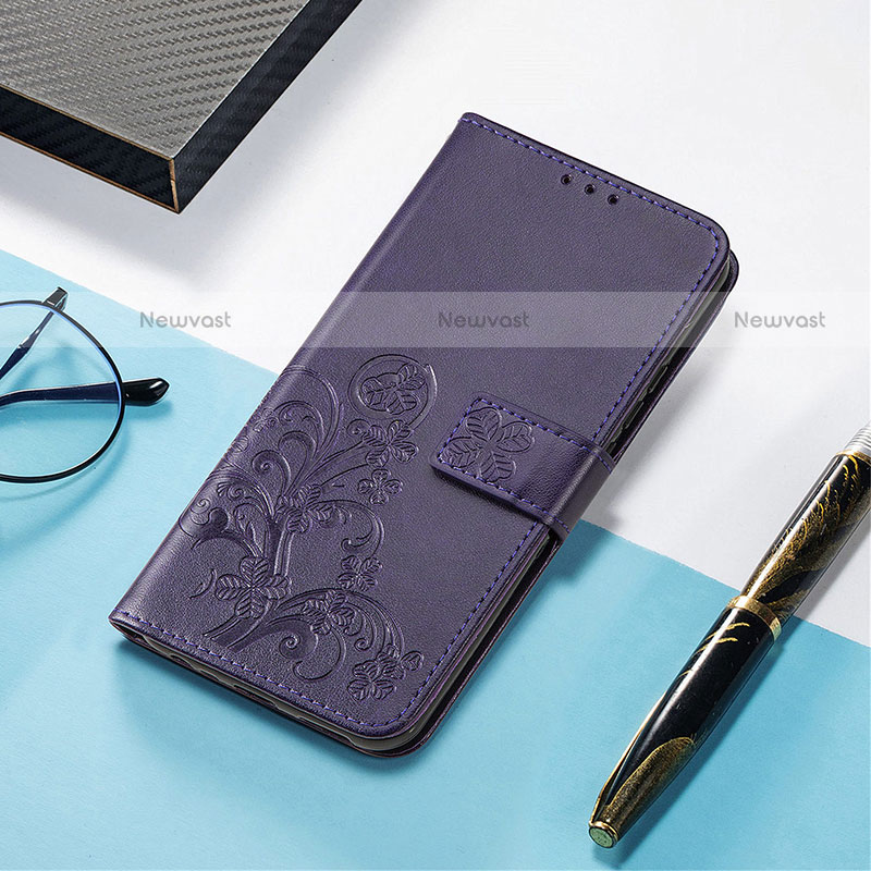 Leather Case Stands Fashionable Pattern Flip Cover H04 Holder for Apple iPhone 14 Plus Purple