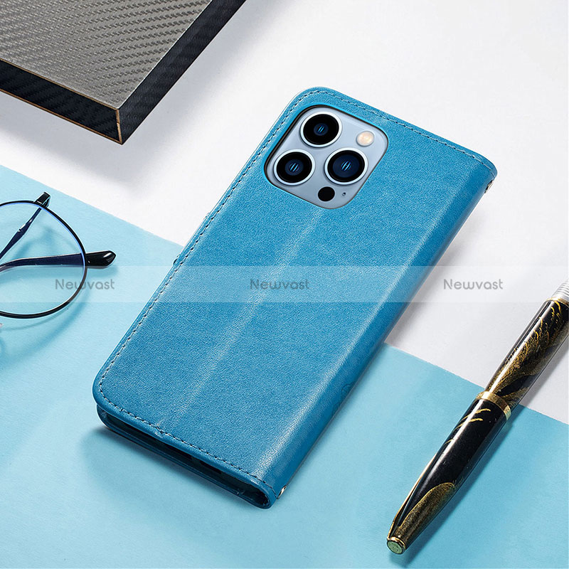 Leather Case Stands Fashionable Pattern Flip Cover H04 Holder for Apple iPhone 14 Pro Max