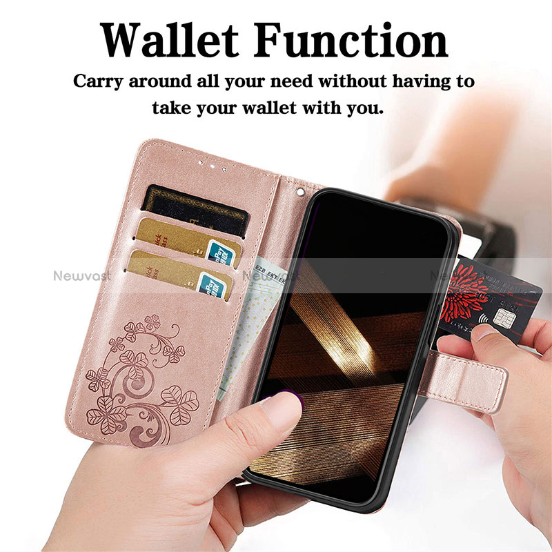 Leather Case Stands Fashionable Pattern Flip Cover H04 Holder for Apple iPhone 15 Pro