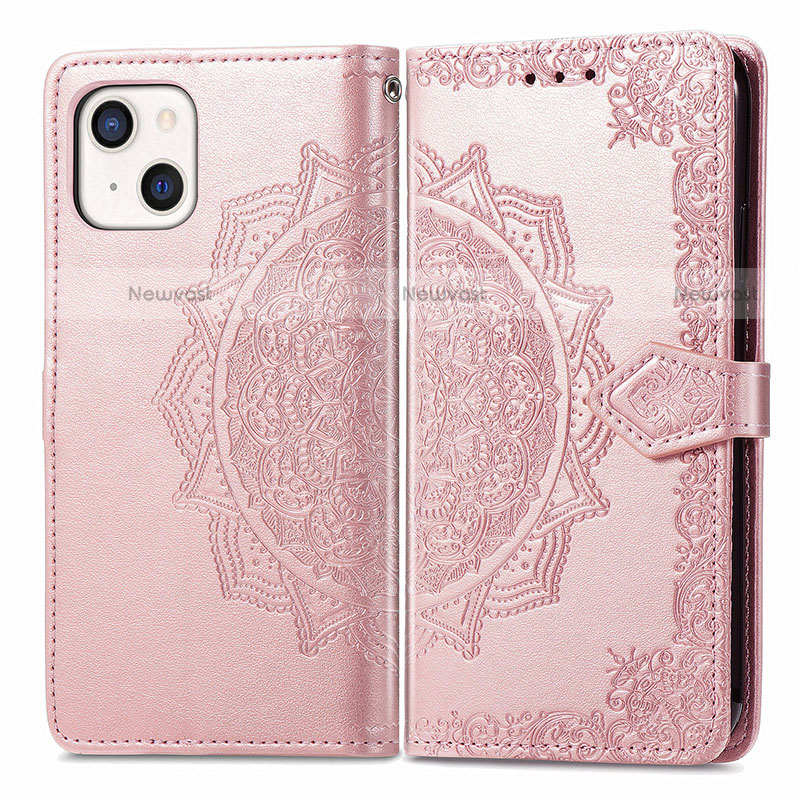 Leather Case Stands Fashionable Pattern Flip Cover H05 Holder for Apple iPhone 13