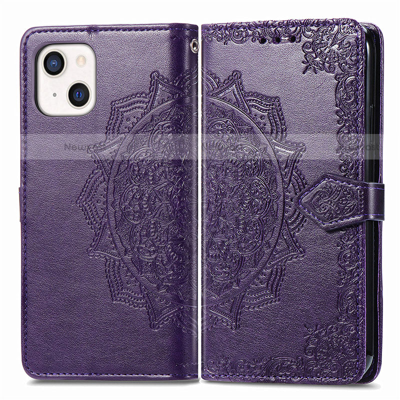 Leather Case Stands Fashionable Pattern Flip Cover H05 Holder for Apple iPhone 13