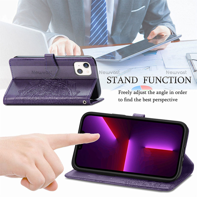 Leather Case Stands Fashionable Pattern Flip Cover H05 Holder for Apple iPhone 13