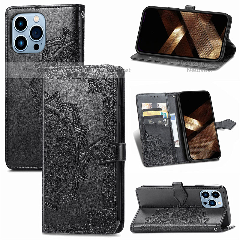 Leather Case Stands Fashionable Pattern Flip Cover H05 Holder for Apple iPhone 14 Pro