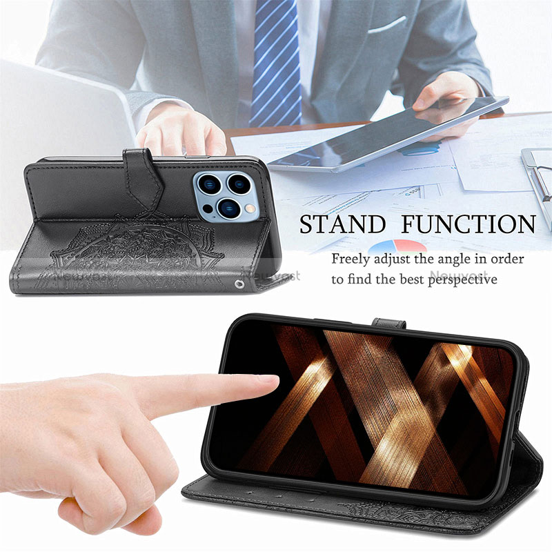 Leather Case Stands Fashionable Pattern Flip Cover H05 Holder for Apple iPhone 14 Pro Max