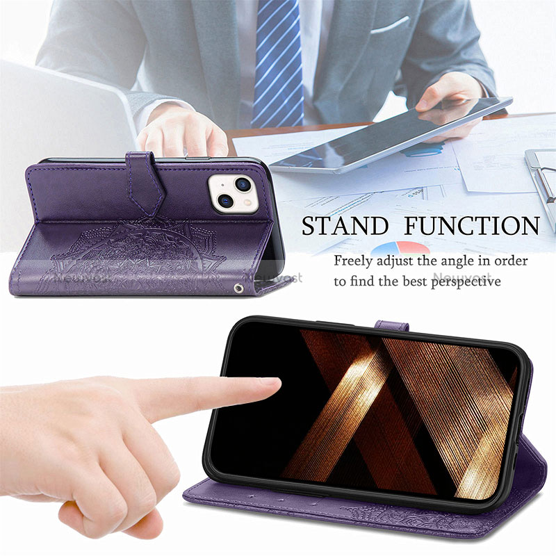 Leather Case Stands Fashionable Pattern Flip Cover H05 Holder for Apple iPhone 15