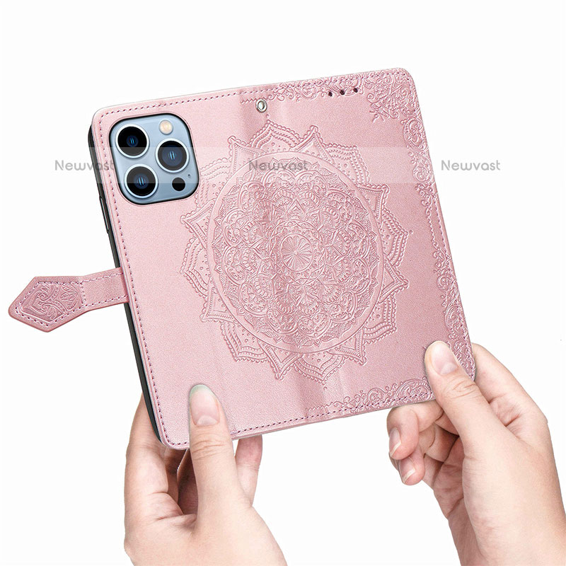 Leather Case Stands Fashionable Pattern Flip Cover H06 Holder for Apple iPhone 14 Pro