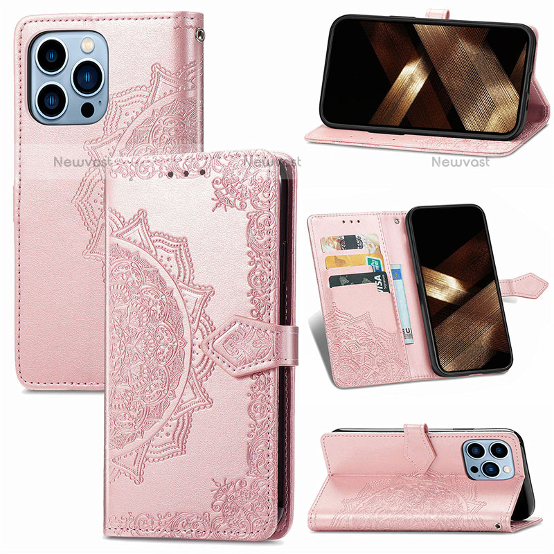 Leather Case Stands Fashionable Pattern Flip Cover H06 Holder for Apple iPhone 14 Pro