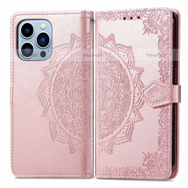 Leather Case Stands Fashionable Pattern Flip Cover H06 Holder for Apple iPhone 14 Pro