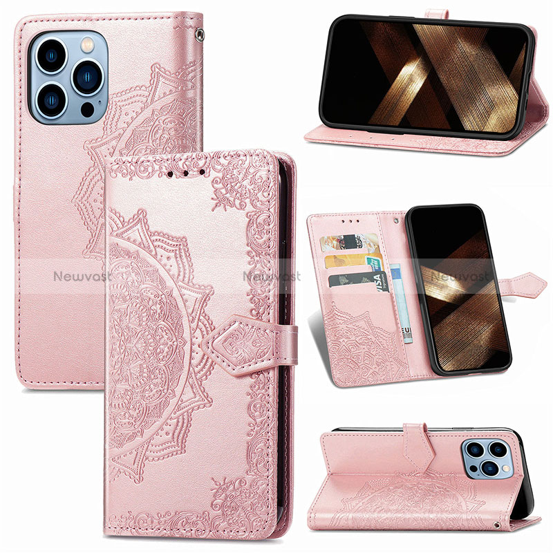 Leather Case Stands Fashionable Pattern Flip Cover H06 Holder for Apple iPhone 14 Pro Max