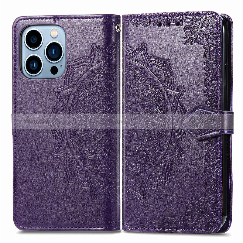 Leather Case Stands Fashionable Pattern Flip Cover H06 Holder for Apple iPhone 14 Pro Max