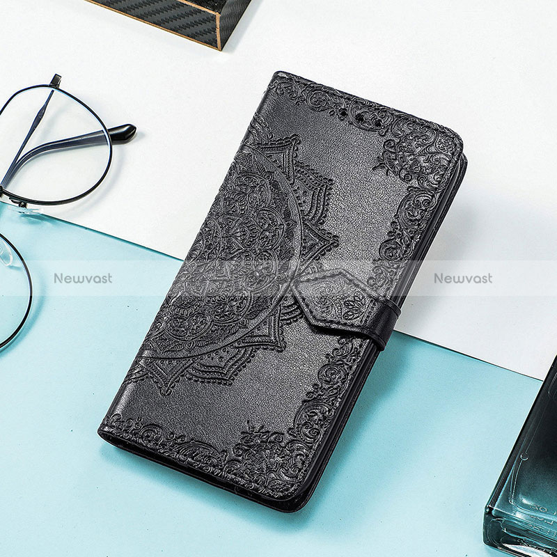 Leather Case Stands Fashionable Pattern Flip Cover H06 Holder for Apple iPhone 15 Black