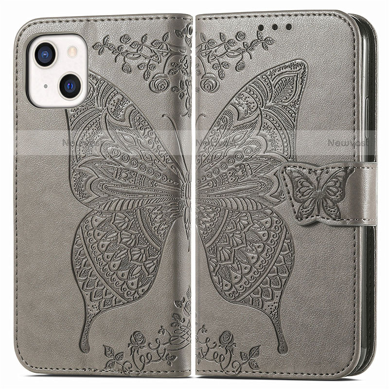 Leather Case Stands Fashionable Pattern Flip Cover H07 Holder for Apple iPhone 13 Gray