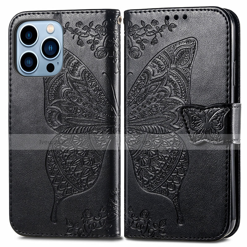 Leather Case Stands Fashionable Pattern Flip Cover H07 Holder for Apple iPhone 13 Pro Max Black