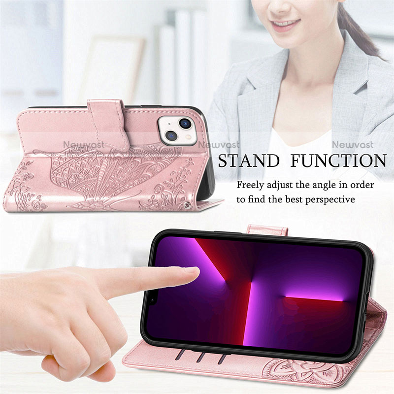 Leather Case Stands Fashionable Pattern Flip Cover H08 Holder for Apple iPhone 13 Mini