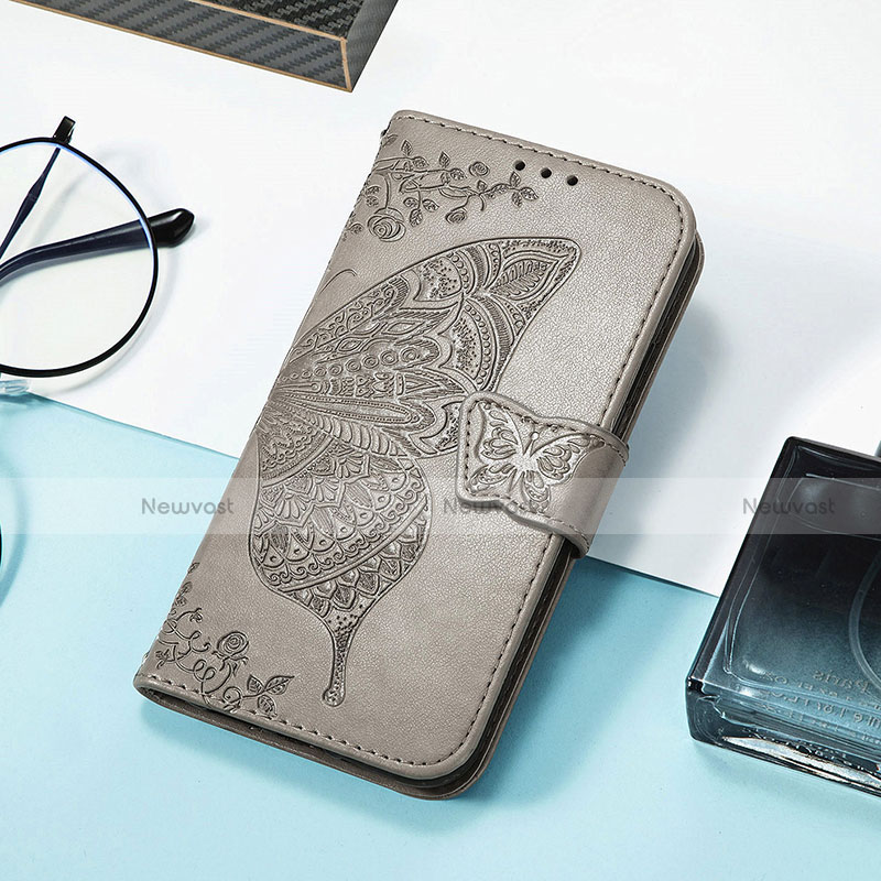 Leather Case Stands Fashionable Pattern Flip Cover H08 Holder for Apple iPhone 13 Pro Gray