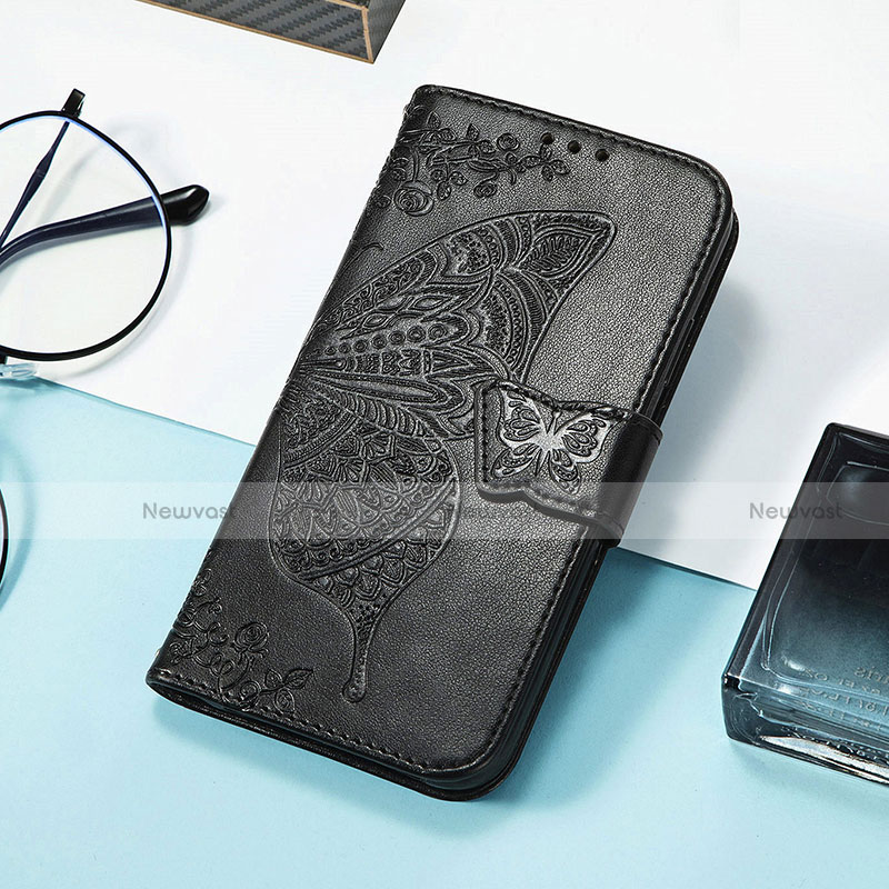 Leather Case Stands Fashionable Pattern Flip Cover H08 Holder for Apple iPhone 13 Pro Max Black