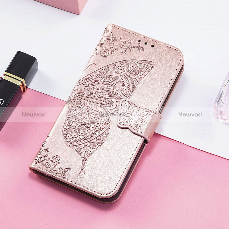 Leather Case Stands Fashionable Pattern Flip Cover H08 Holder for Apple iPhone 14 Pro Max Rose Gold