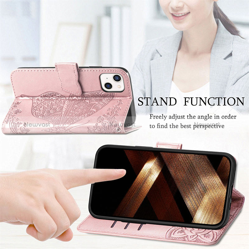 Leather Case Stands Fashionable Pattern Flip Cover H08 Holder for Apple iPhone 15