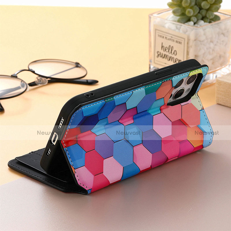 Leather Case Stands Fashionable Pattern Flip Cover H09 Holder for Apple iPhone 13 Pro