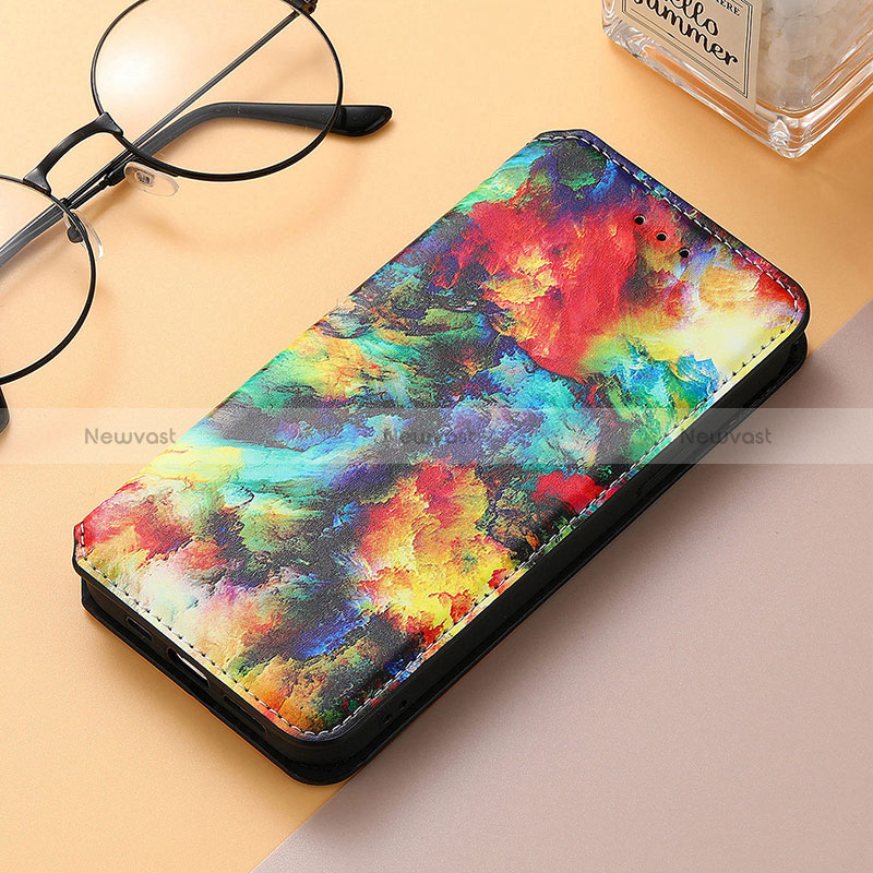 Leather Case Stands Fashionable Pattern Flip Cover H09 Holder for Apple iPhone 15 Pro Colorful