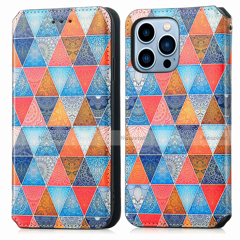 Leather Case Stands Fashionable Pattern Flip Cover H10 Holder for Apple iPhone 13 Pro