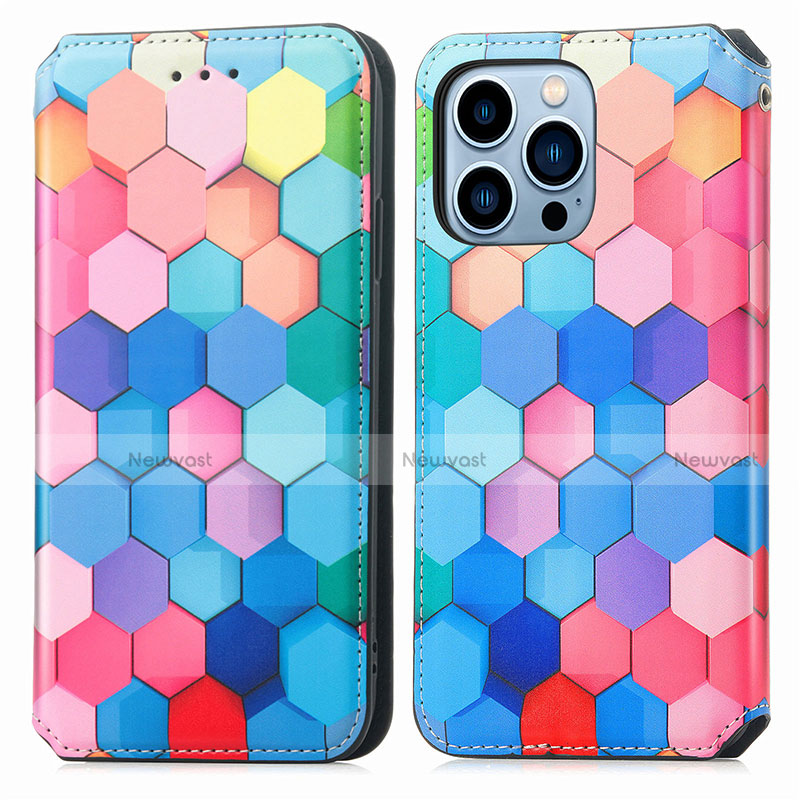 Leather Case Stands Fashionable Pattern Flip Cover H10 Holder for Apple iPhone 13 Pro