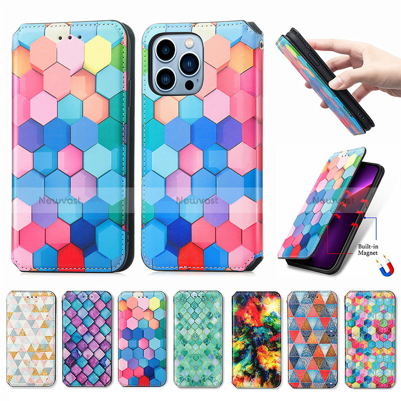 Leather Case Stands Fashionable Pattern Flip Cover H10 Holder for Apple iPhone 14 Pro Max