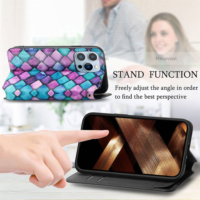 Leather Case Stands Fashionable Pattern Flip Cover H10 Holder for Apple iPhone 15 Pro Max